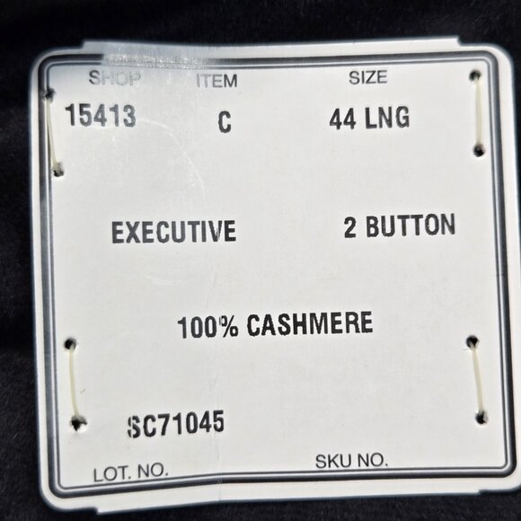 Jos A Bank 100% Cashmere Executive Blazer Men’s 44 Long Black 2 Button - Picture 8 of 16